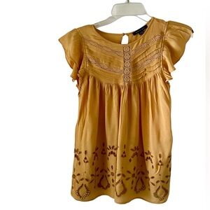 American Eagle Woman’s Shirt Blouse Short Sleeve Yellow Size S